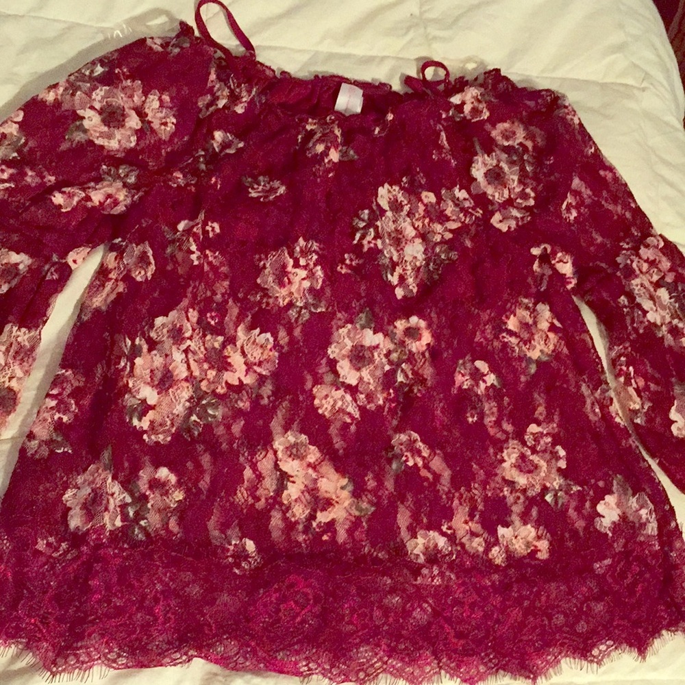 Burgundy floral blouse